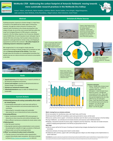 Poster submitted by the Sustainability Committee at the 2022 LTER All Scientists Meeting